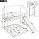 preview thumbnail 5 of 12, Twin over Full House Bunk Kids Bed with Slide, Built-in Ladder & Full-Length Guardrail for Bedroom, No Box Spring Needed, White