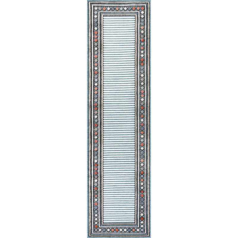 JONATHAN Y Star Abstract Swirl Area Rug - 2 X 8 - Blue/Ivory