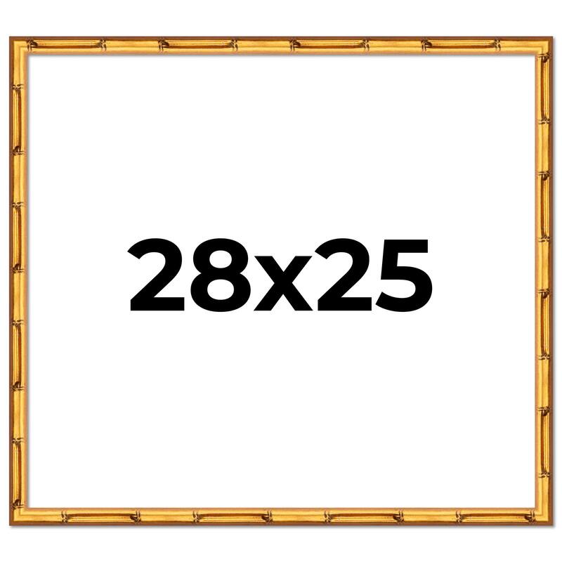 28x25 Frame Gold Bamboo Picture Frame Modern Photo Frame Includes UV Acrylic Shatter Guard Front Acid Free Foam Backing Board