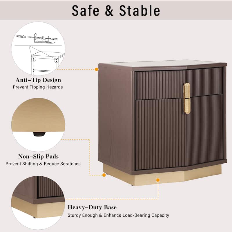 Christopher Knight Home - Silvio Nightstand with Manufactured Wood and Prism Silhouette
