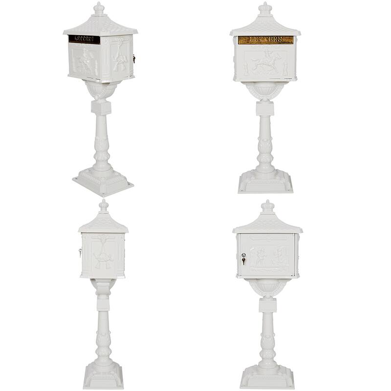 Aluminum Locking Mailbox with Post, Outside Weatherproof Mail Box - 45.5"T X 16.5"W