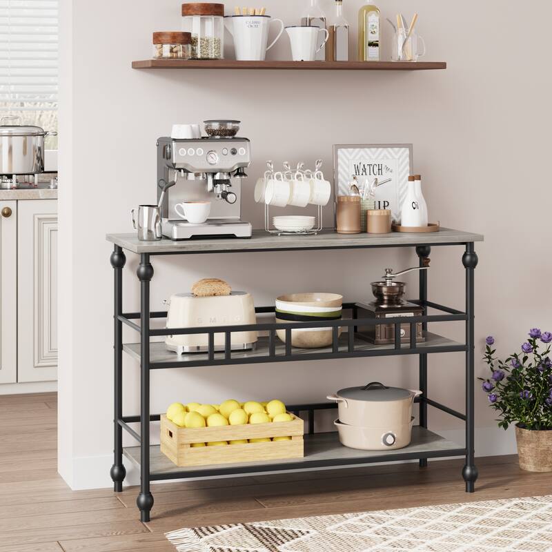 Console Table, 3-Tier Sofa Tables Narrow Entryway Table - Grey