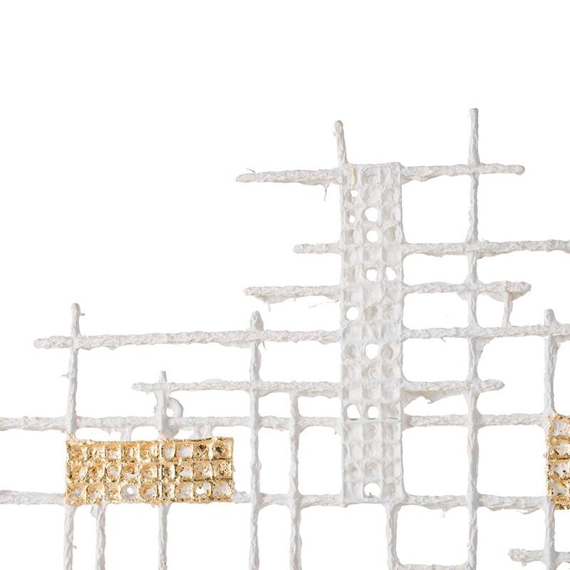 Modern Grid Pattern Wall Decor, Geometric Wall Decor with Gold Accents, Suitable for Bedrooms and Living Rooms