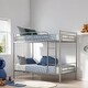 preview thumbnail 2 of 23, Twin Over Twin Bunk Bed with Ladder, Metal Bed with Full-Length Guardrail, Kid's Bed for Small Space, Bedroom, Silver Silver
