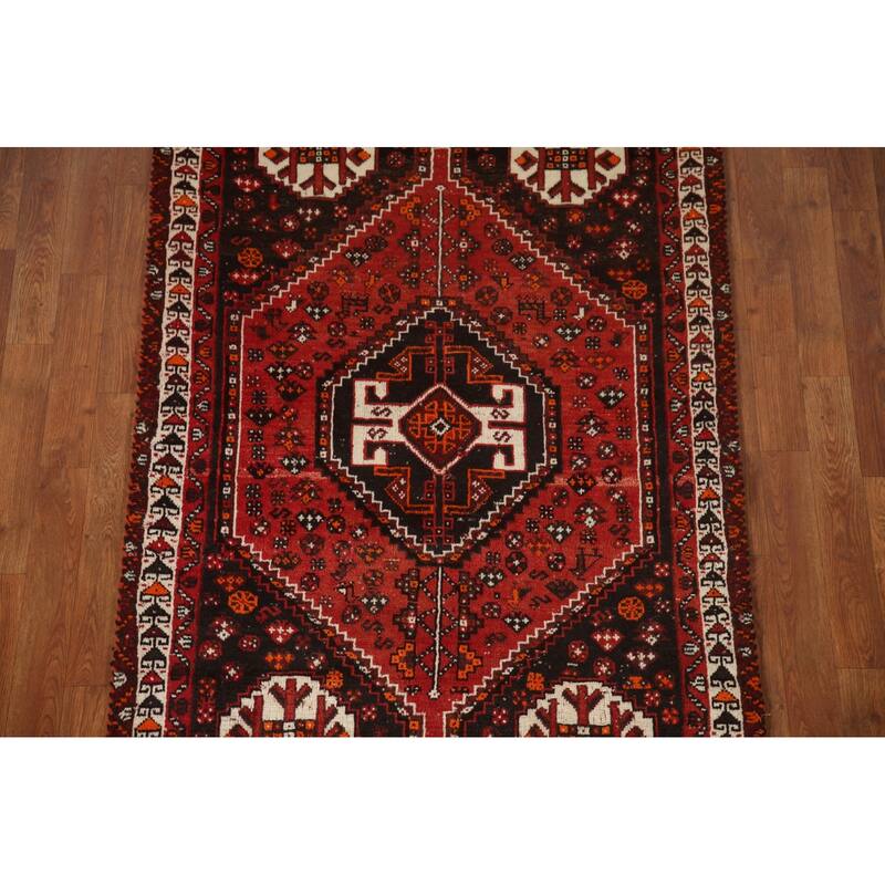 Vegetable Dye Qashqai Persian Vintage Rug Hand-knotted Wool Carpet - 3'6"x 5'3"