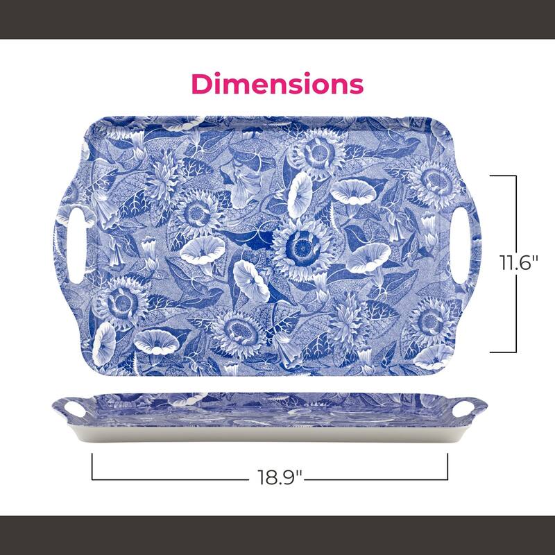 Pimpernel Blue Room Sunflower Large Melamine Handled Tray - 18.9" x 11.6"