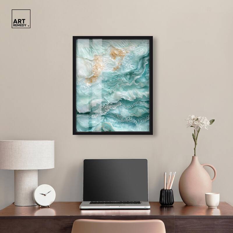 Teal Tiered Turbulence Shadowbox by Art Remedy
