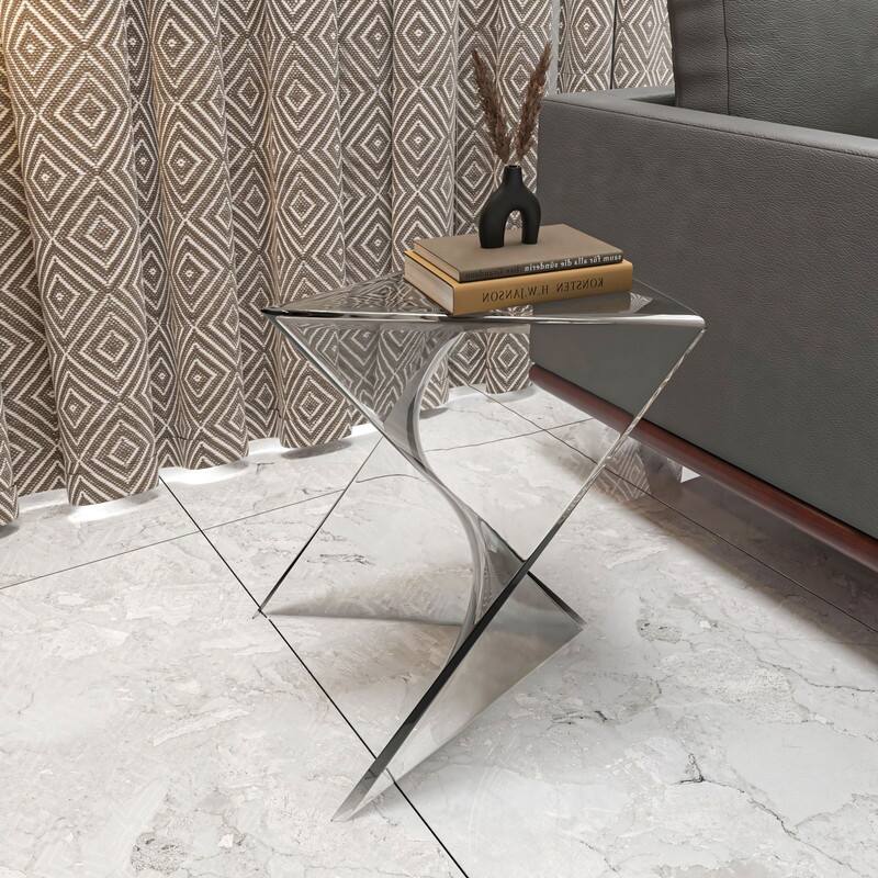 Randolph Modern Indoor Lightweight Side Table with Triangular Curved Design Accent End Table for Home Living Room or Bedroom