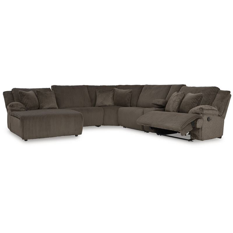 Signature Design by Ashley Top Tier Brown 6-Piece Reclining Sectional with Chaise - 147"W x 134"D x 41"H