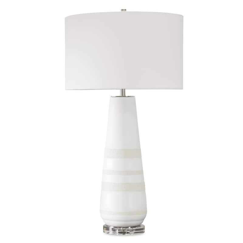 Ceramic Table Lamp with White Round Shade - 31" - Cream