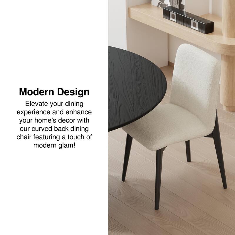 2Pcs Upholstered Dining Chairs Modern Fabric Kitchen Chairs with Padded Seat & Sturdy Wood Legs Side Chairs