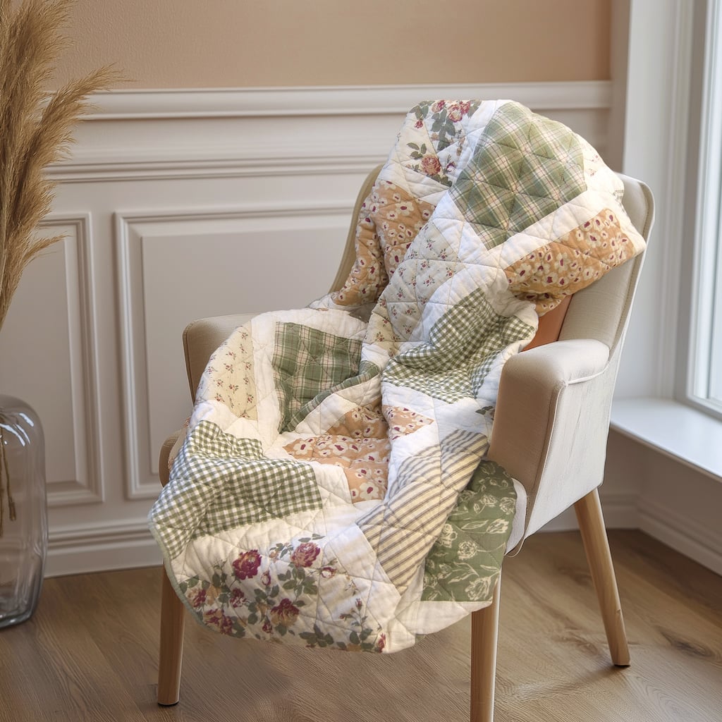 Donna Sharp Peach Rose Cotton Throw