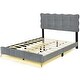 preview thumbnail 5 of 8, Velvet Platform Bed with Comfortable Headboard, LED Frame and Stylish Metal Bed Legs, Full Size, Grey