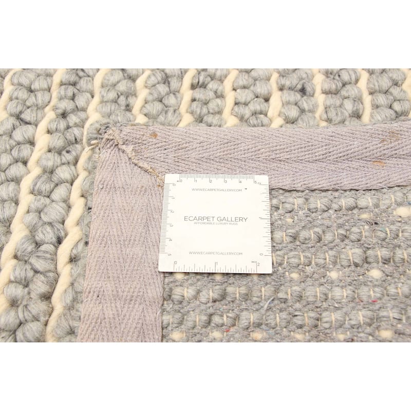 ECARPETGALLERY Braid weave Sienna Grey Wool Rug - 5'3 x 7'7