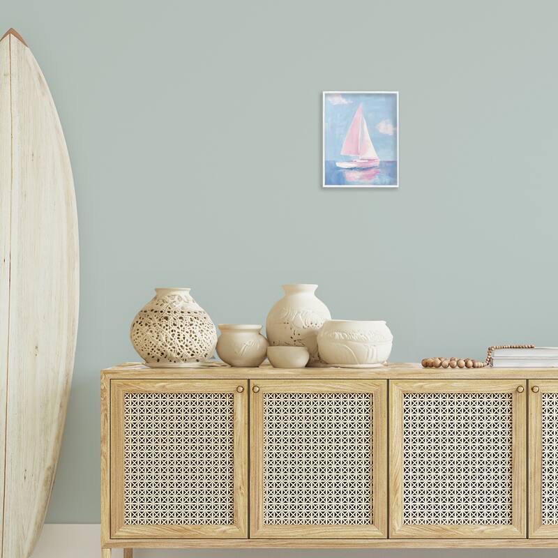 Stupell Muted Pink Sailboat Framed Giclee Art Design By Arlington Prints