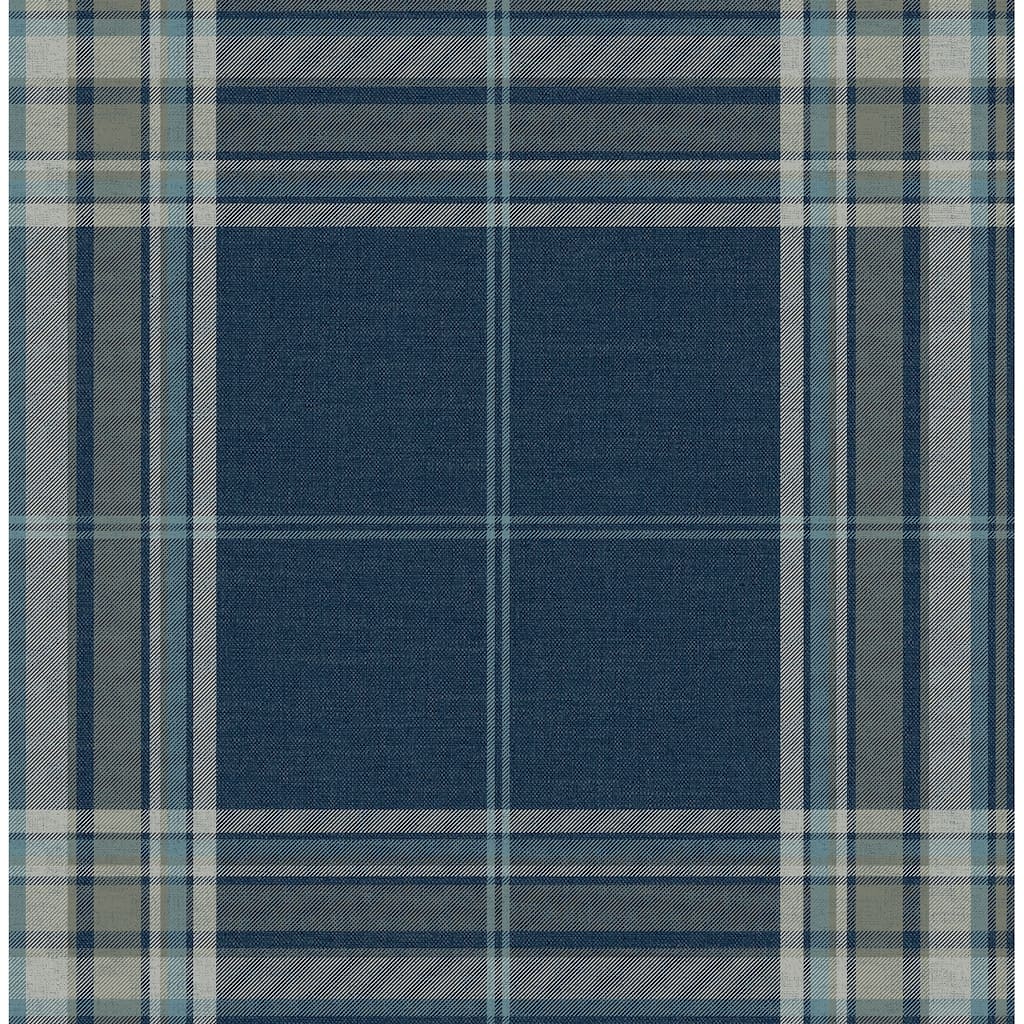 A-Street Prints Westley Navy Plaid Wallpaper