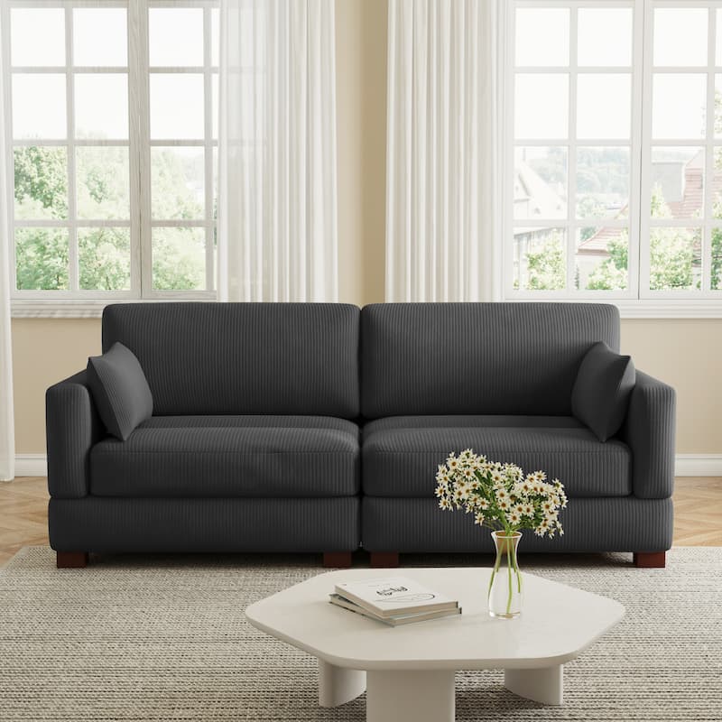 Corduroy Upholstered Modular Sectional Sofa for Living Room