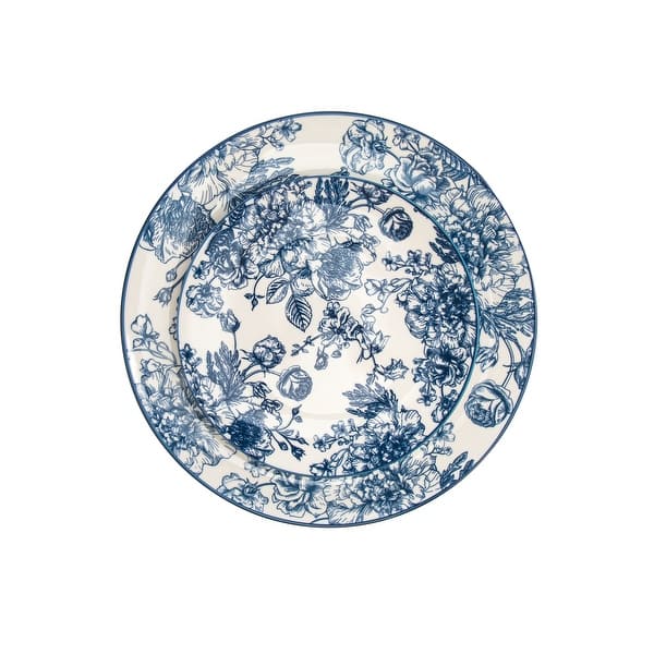 Banbury Blue Porcelain 12 Piece Dinnerware Set, Service For 4