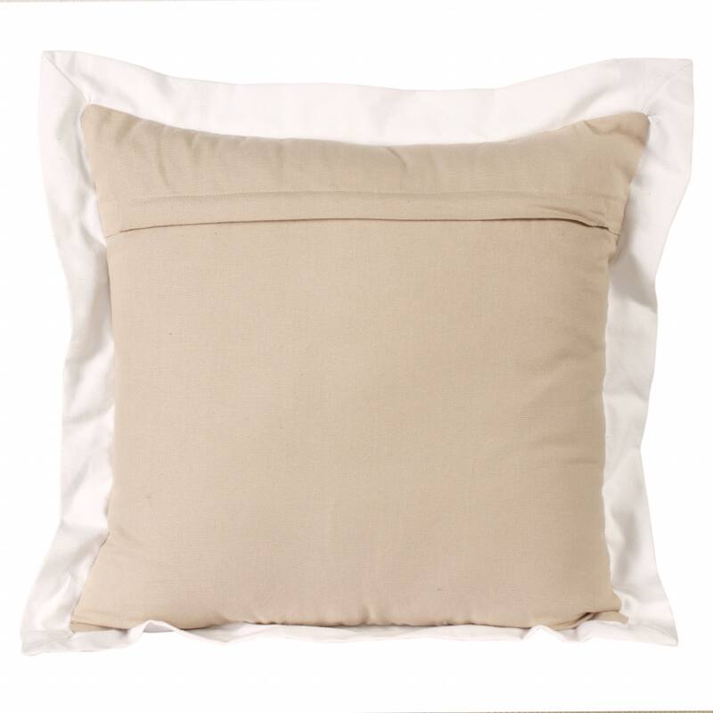 HomeRoots 20" X 20" Beige And White 100% Cotton Geometric Zippered Pillow