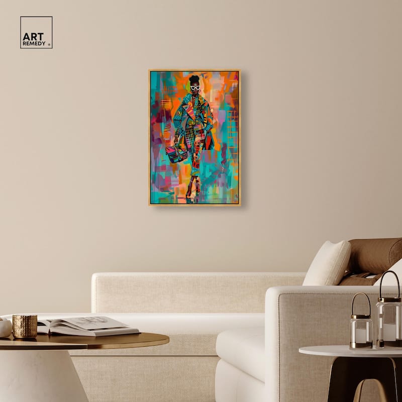 Bold Patchwork Style Canvas by Art Remedy