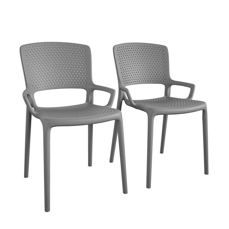 COSCO Outdoor/Indoor Stacking Resin Dining Chair, Set of 2 - Grey