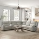 preview thumbnail 2 of 2, Furniture of America Jorwyn Beige Fabric 6-Seater Reclining Sectional Sofa with Cup Holders