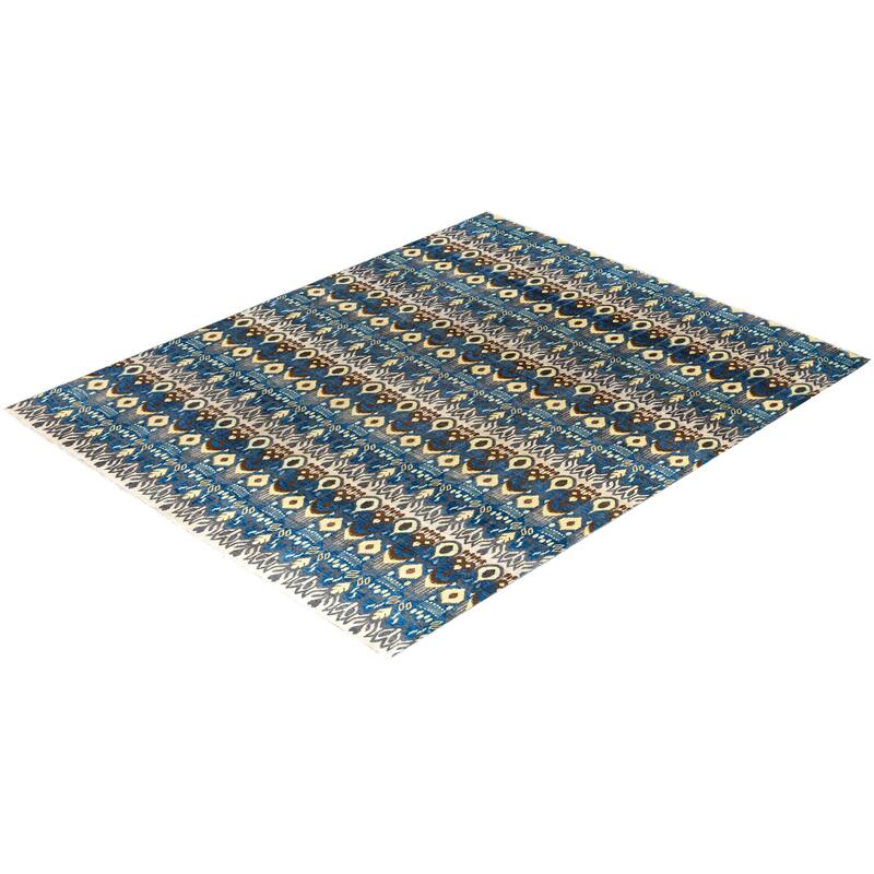 Ikat One-of-a-Kind Hand-Knotted Area Rug, Blue - 8' 0" x 10' 0"