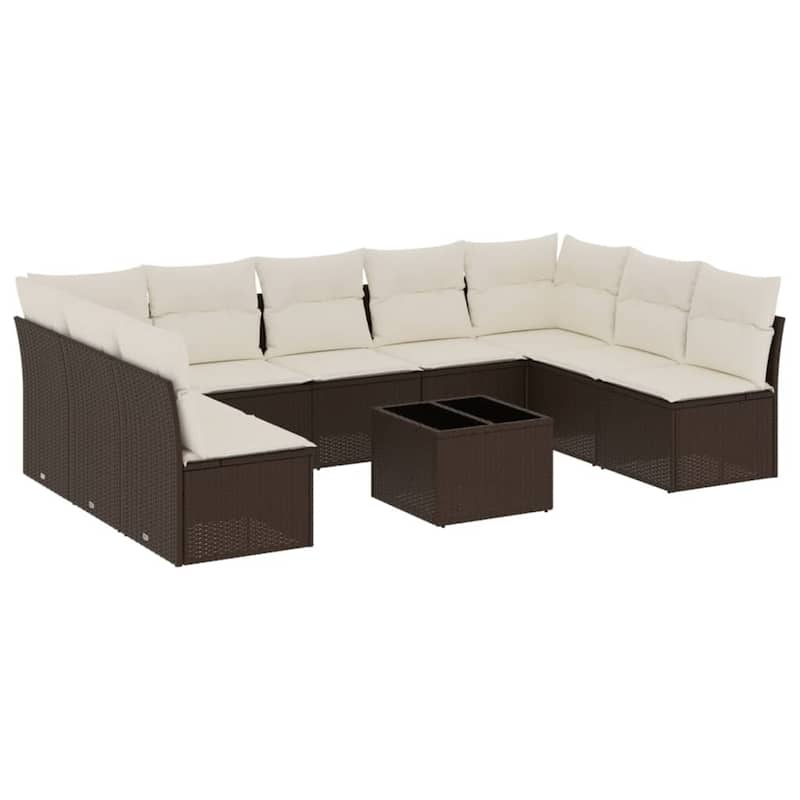 vidaXL Garden Sofa Set Brown and Cream White - 21.7 x 21.7 x 14.6