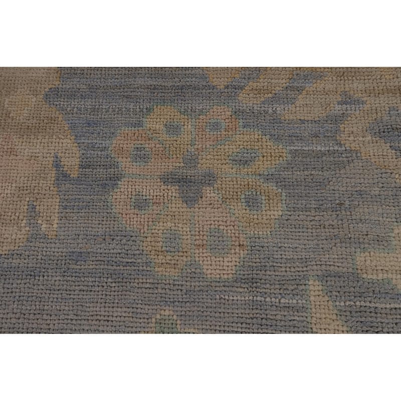 Vegetable Dye Blue Oushak Turkish Area Rug Hand-Knotted Wool Carpet - 8'3"x 10'3"