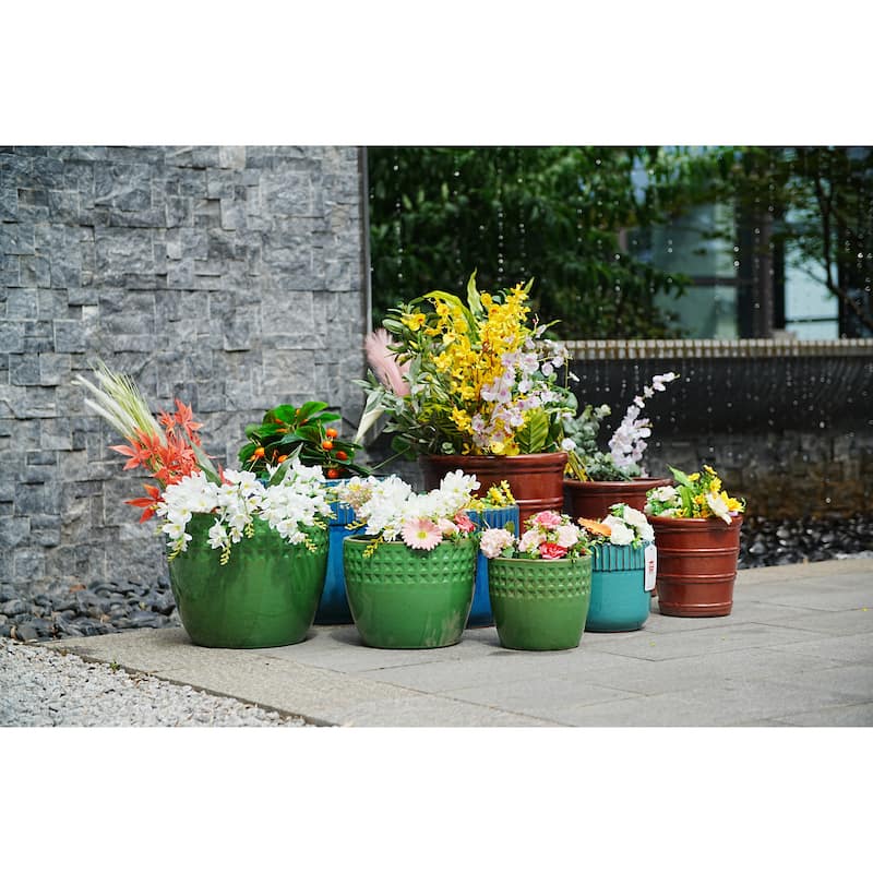 Set of 3 Ceramic Flowerpot, Modern Planter for Patio, Garden, Windowsill