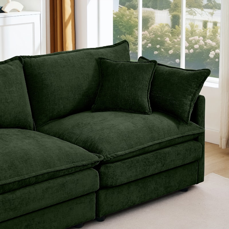 Modular Sectional Sofa, 102 Inch L Shaped Couch Set For Living Room, 3-Seater Comfy Cloud Couches With Movable Ottoman
