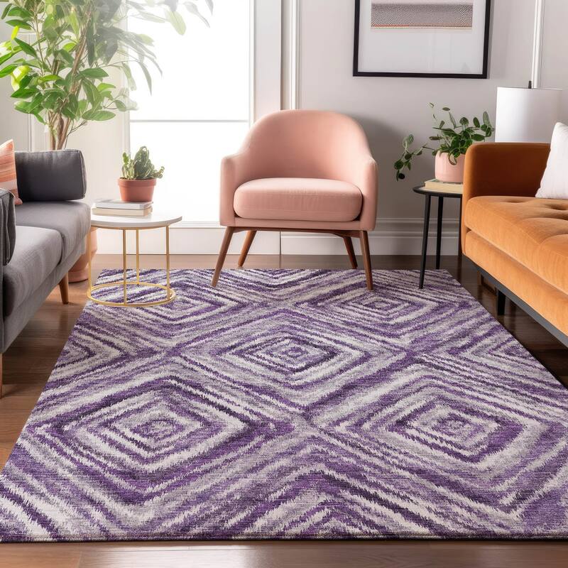 Premium Washable Super Soft Modern Diamond Mayfield Rug - Purple - 5' x 7' 6" - Rectangle