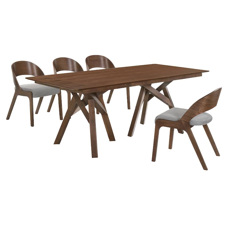 Cortina Polly Walnut or Black Wood 5 Piece Dining Set