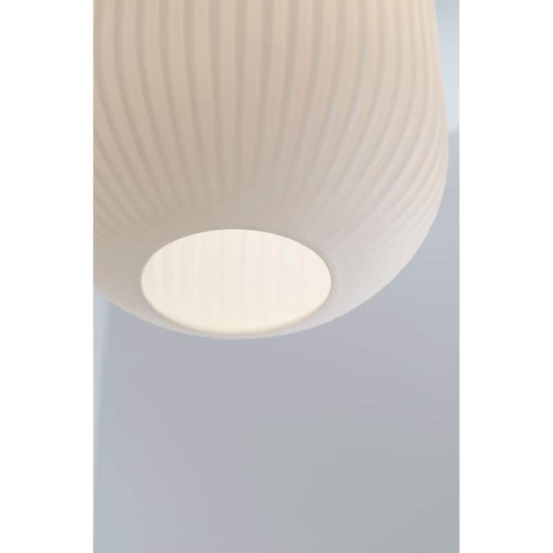 Callie 5-inch White Pendant, Frosted Ribbed White Glass Shade