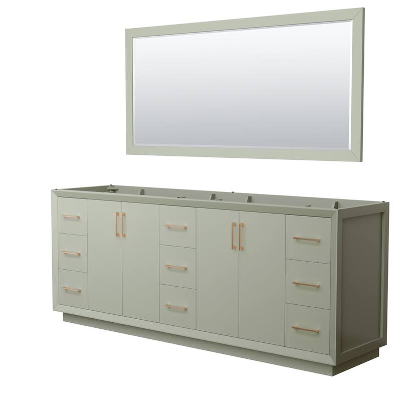 Wyndham Collection WCF414184D-CXSXX-M70 Strada 83" Double Free - Light Green / Satin Bronze Hardware