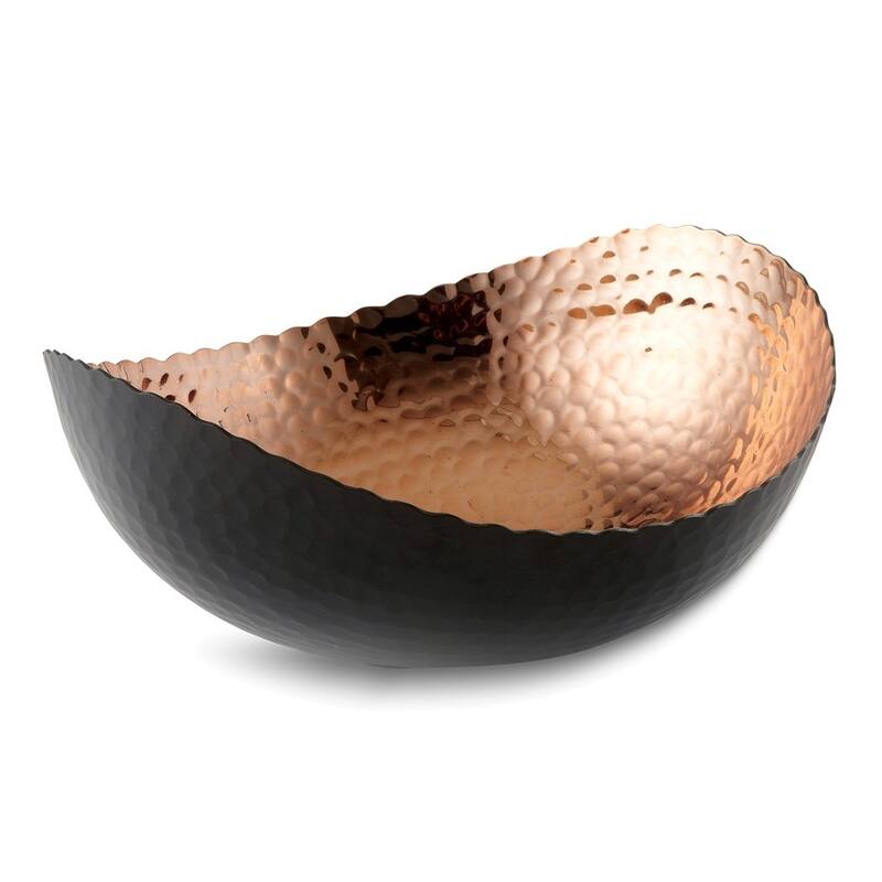 Curata Medium Black Finish with Copper-Tone Interior Hammered Eclipse Bowl