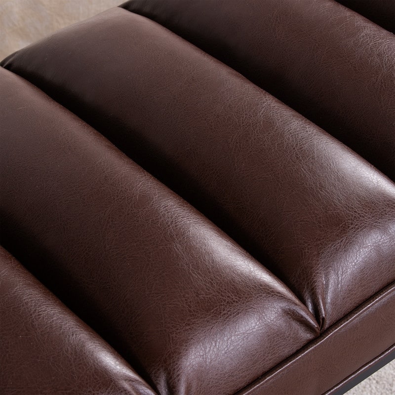 53'' PU Leather Upholstered Bench with Metal Base for Bedroom and Entryway