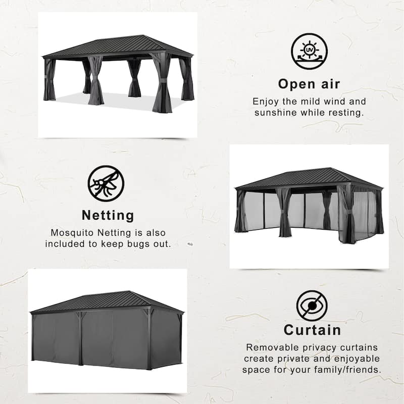 ABCCANOPY Outdoor Hardtop Gazebo with Galvanized Steel Double Roof