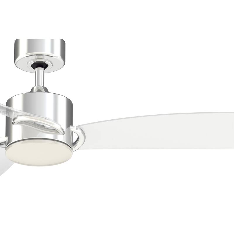 SculptAire - 52 inch Indoor/Outdoor Ceiling Fan with Clear Blade Set and LED Light Kit - Chrome