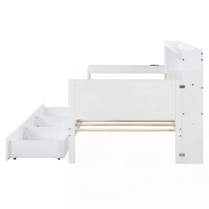 Wooden Daybed With 3 Drawers and USB Ports
