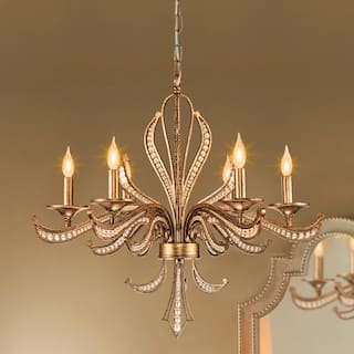 6-Light Modern Glam Sputnik Antique Candle Drum Crystal Chandelier