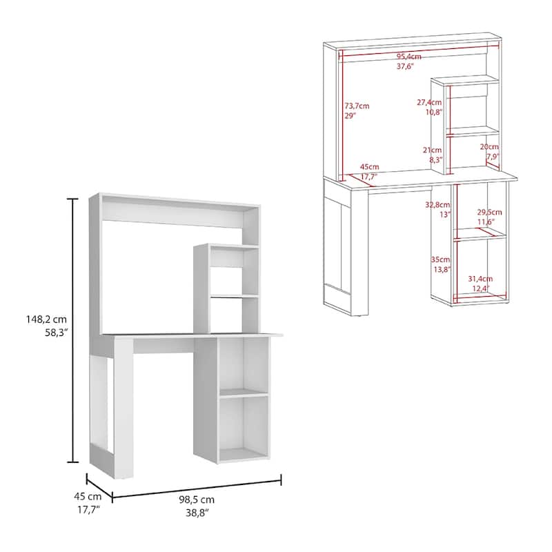 Desk With Hutch and Shelves,Computer Desk for Home Office
