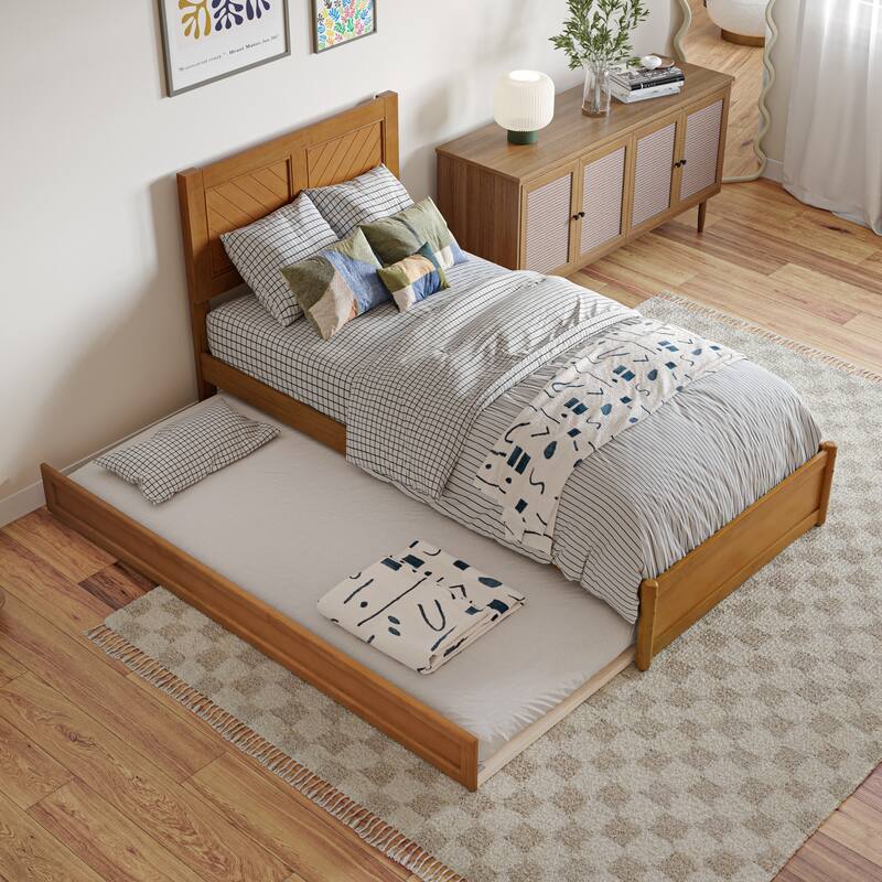 Clayton Platform Bed with Panel Footboard and Twin XL Trundle
