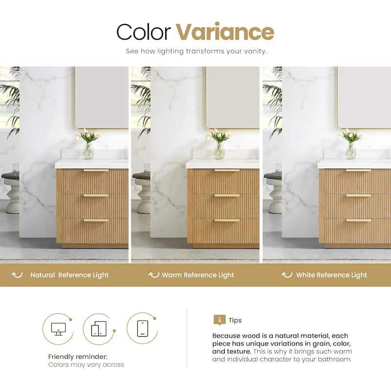 Santarem Single Vanity with Pure White Quartz Stone Top without Mirror