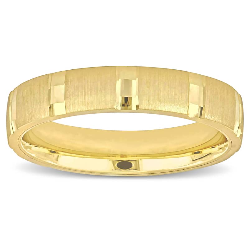 Miadora Brushed and Polished Finish Wedding Band in 14k Yellow Gold
