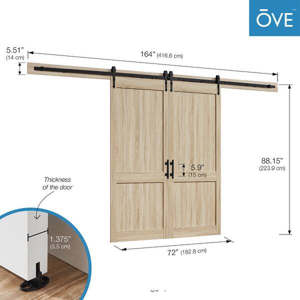 Ove Decors Dorian Double Barn Door In White With Victorian Rollers In Black Overstock 32404452