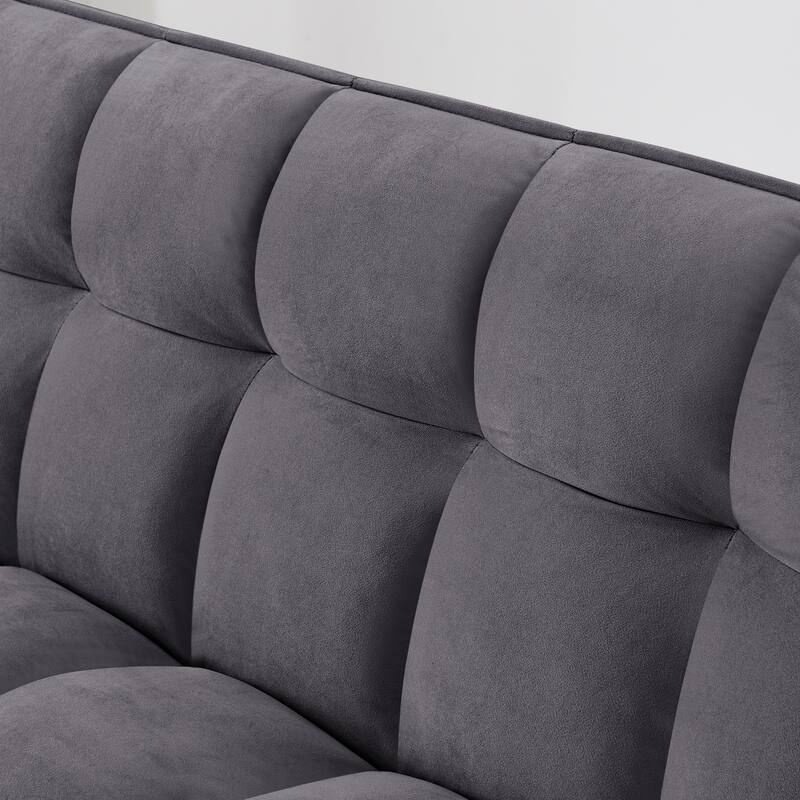 Anmytek 54.33 Inch Space-Saving Velvet Sofa Bed - 3 Lengths Foldable Pull-Out Adjustable Back