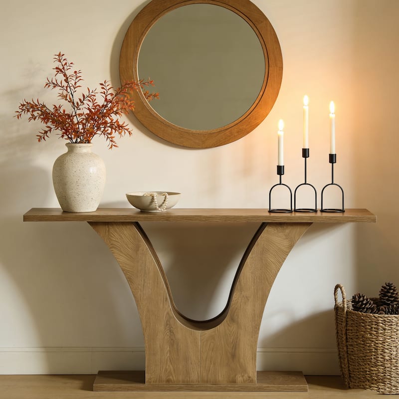 63-Inch Entryway Console Table with Curved U-shaped Base