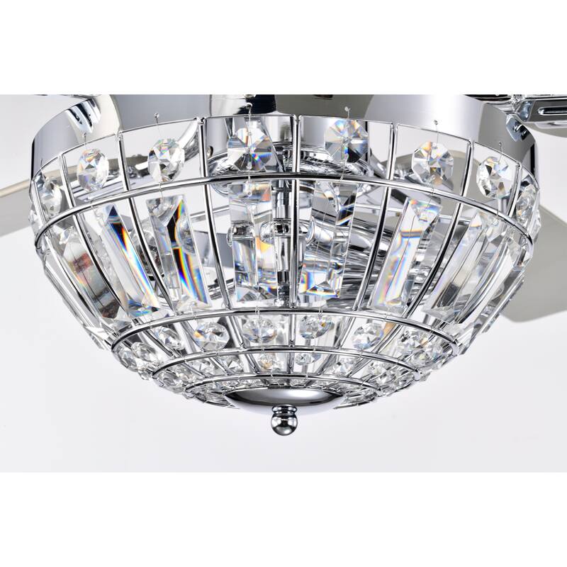 Alora 52 Inch Chrome Polished Finish Glam-Modern Style Crystal Ceiling Fan with Remote