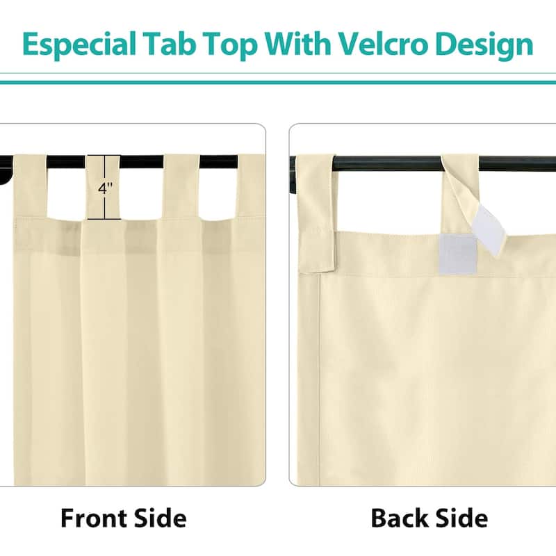 Pro Space Blackout Tab Top Curtain Waterproof Indoor/Outdoor Solid Thermal Window Drapes (1 Panel)